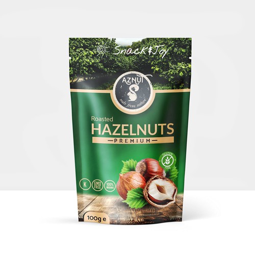 Farm packaging with the title 'Aznut Hazelnuts design'