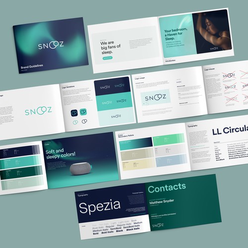 Northern lights design with the title 'Snooz Brand Guide'
