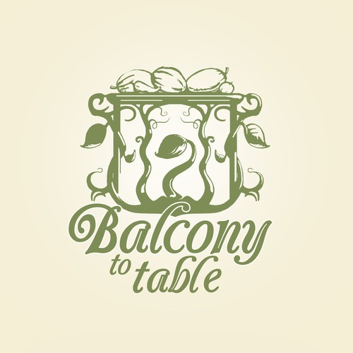 Gardening logo with the title 'interpretation of Balcony to Table for a blog and line of gardening products'