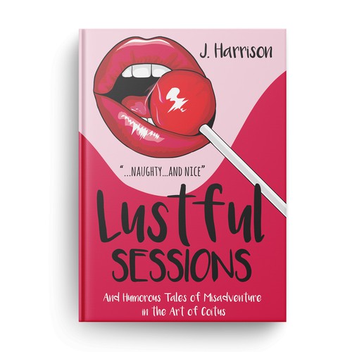 Funny book cover with the title 'Humorous cover for “Lustful Sessions“  '