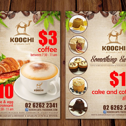 Dinner design with the title 'Koochi Afghan Cafe'
