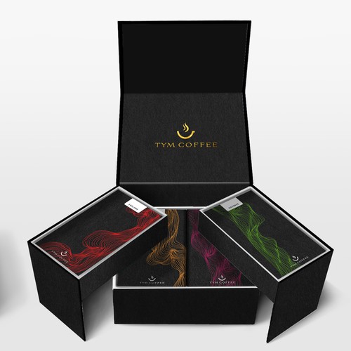 Display design with the title 'Premium coffee display box concept'