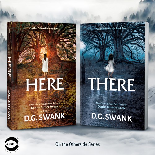 Mystery book cover with the title 'Book covers for “Here” and “There” by D.G.Swank'