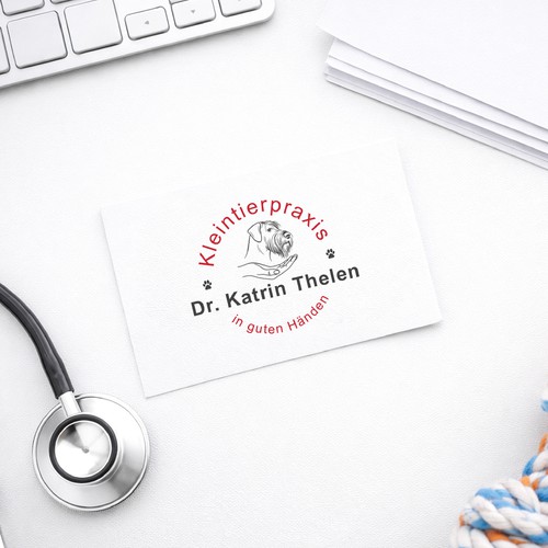 Crest logo with the title 'Hand-sketch veterinary crest — caring clinic badge'