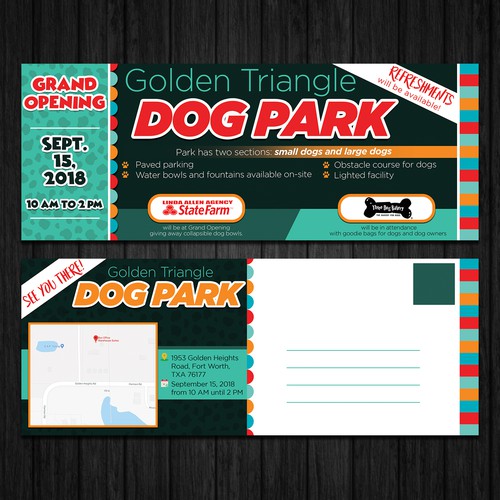 Park design with the title 'Dog Park Ads'