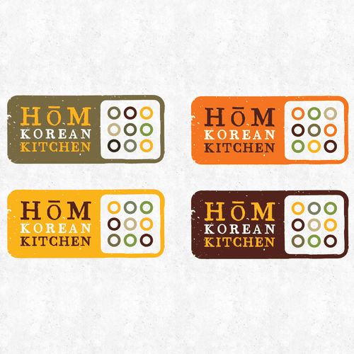 Asian logo with the title 'HOM Korean Kitchen Logo'
