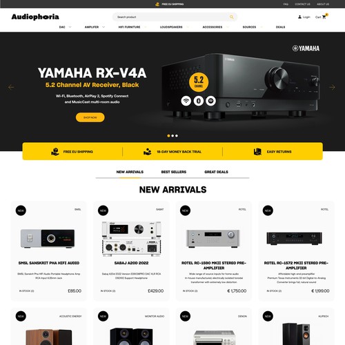 Audio design with the title 'High-end Audio shop'