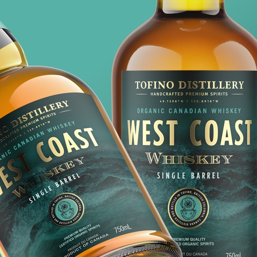 Whiskey label with the title 'West Coast Whiskey'