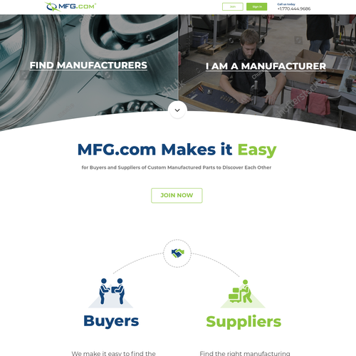 Industrial design website with the title &#39;MFG Web design&#39;