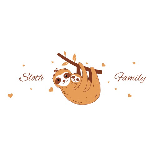 Sloth design with the title 'Happy Sloth family'