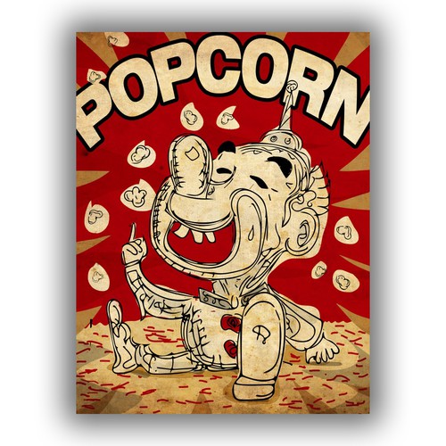 Podcast cover artwork with the title 'popcorn poster'