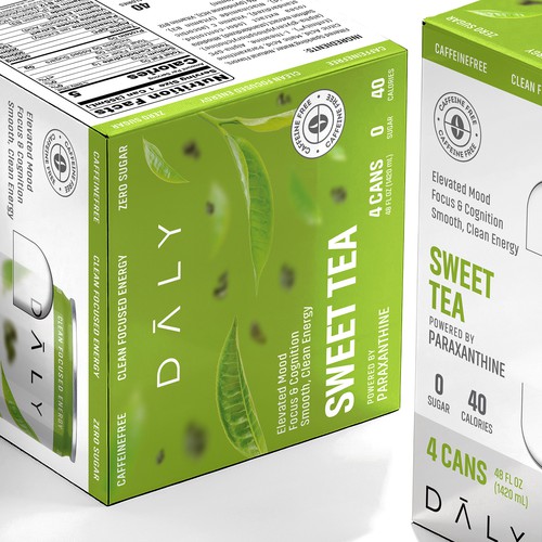 Energy drink packaging with the title '4 Pack Can Box Design'