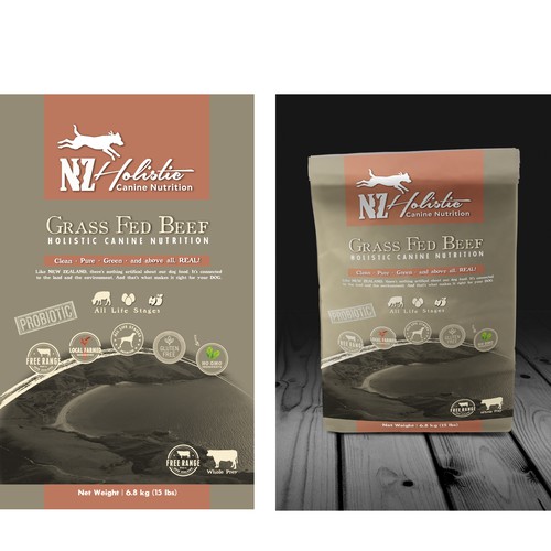 Dog food packaging with the title 'Dog food bag'