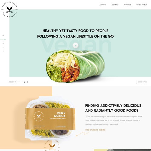 Bold website with the title 'Design a striking and bold site for a food startup'