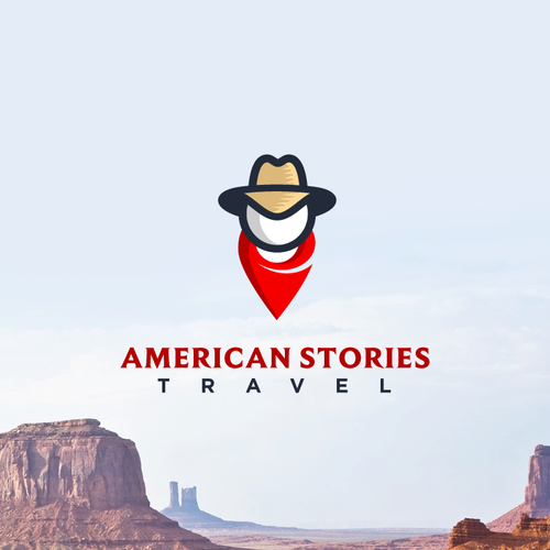Cowboy logo with the title 'American Travel - simple classic logo'