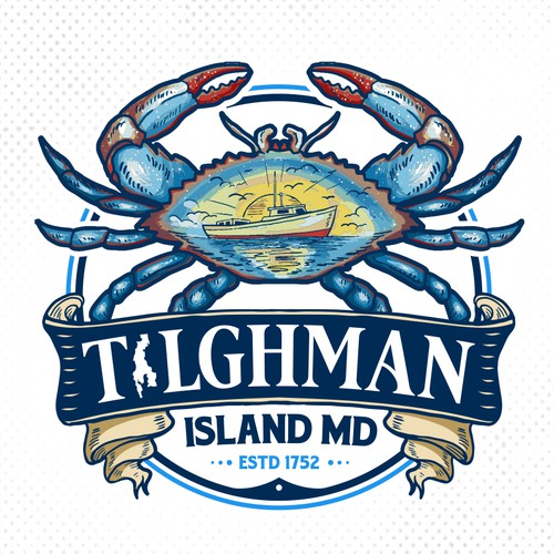 Crab logo with the title 'Tilghman Island Flag'