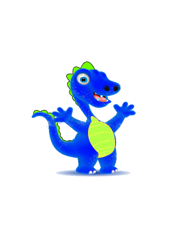 Dinosaur artwork with the title 'Create a new design for the worlds cutest dinosaur puppet!'