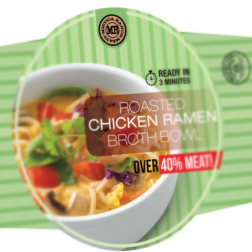 Vector packaging with the title 'Roasted chicken ramen package design'