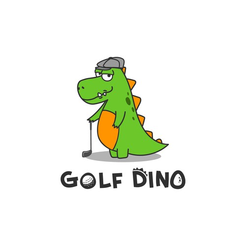 Dinosaur logo with the title 'Logo concept Golf simulator sports bar'