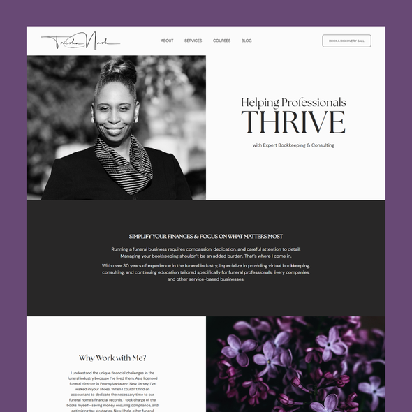 Consulting design with the title 'New Website for Trisha Nash'