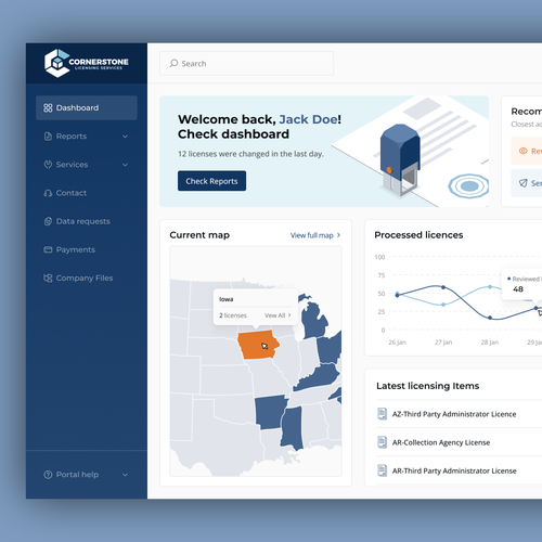 Dashboard design with the title 'Professional Services Project Management Application'