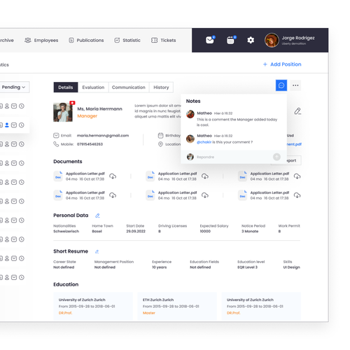 Profile design with the title 'Refline platform design'