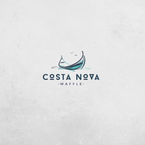 Waffle logo with the title 'Create a modern vintage logo for a euro style beach city favorite sweet treat'