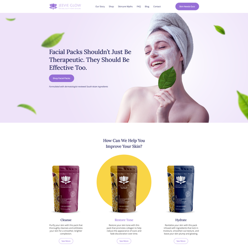 Beauty website with the title 'Beauty and skincare products ecommerce website design'