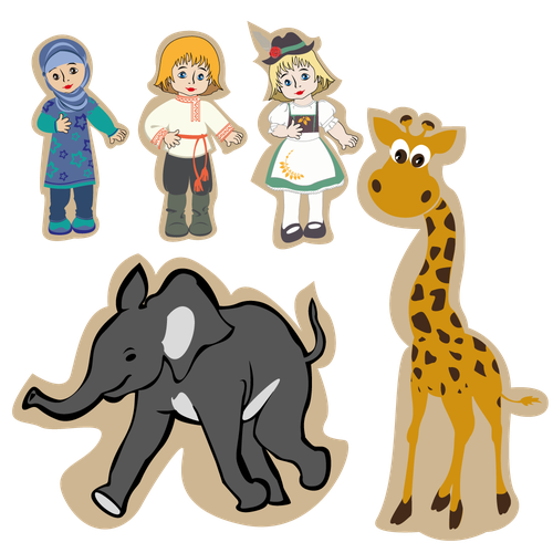 Elephant artwork with the title 'wooden toys'