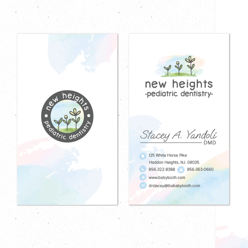 Letterhead design with the title 'New heights pediatric dentistry business card and letterhead'