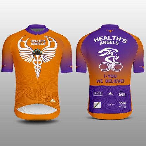 Cycling design with the title 'Health's Angels Cycling Jersey'