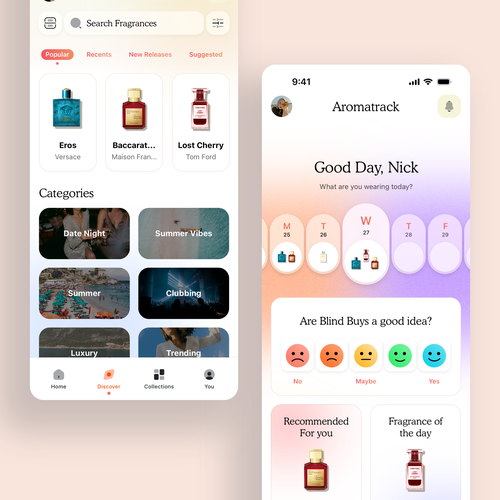 Fragrance design with the title 'Fragrance Tracking App'