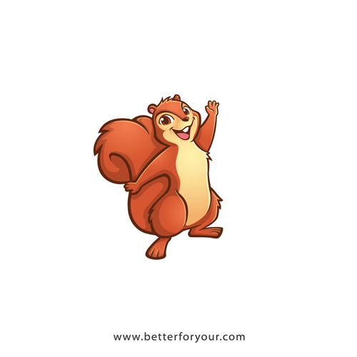 Squirrel design with the title 'Mascot Design for betterforyour.com'