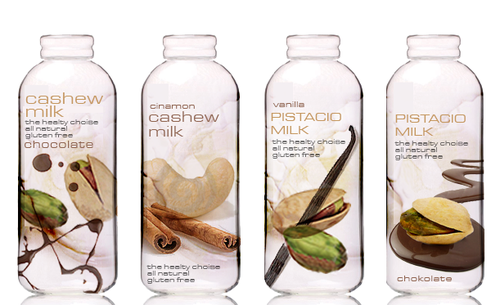 Chocolate label with the title 'Design Great Packaging Label for Nutmilk on Refrigerated Grocery Shelves'