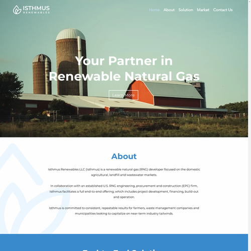 Renewable energy design with the title 'Corporate web page for Isthmus Renewables'