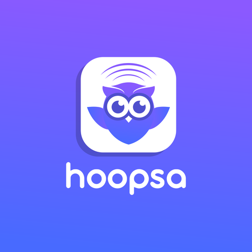 Owl logo with the title 'hoopsa - cute owl logo app'