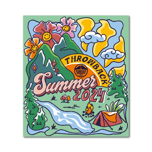 Retro artwork with the title 'Vintage Summer Camp Flyer'