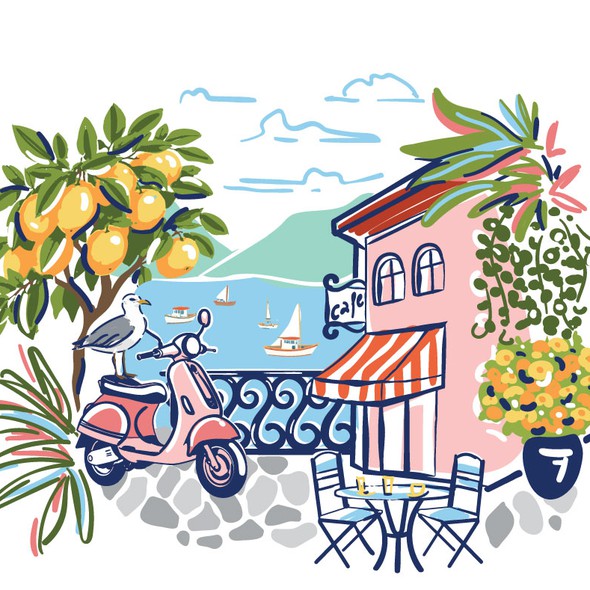 Nature artwork with the title 'Summer-themed illustration'