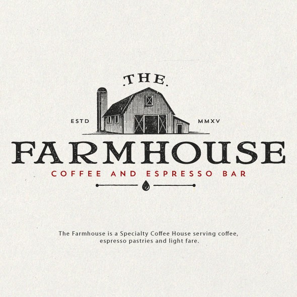 Rooster logo with the title 'The Farmhouse Coffee'