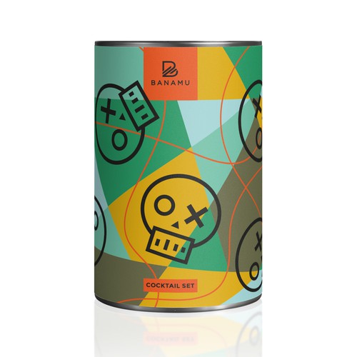 Alcohol packaging with the title 'Packaging Design for Banamu'