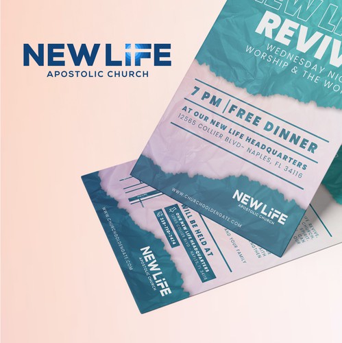 Textured design with the title 'New Life Revive Postcard'