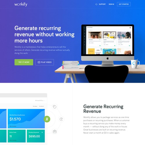 Startup website with the title 'Workify Landing page'