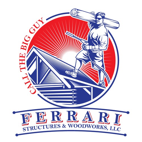 Woodworking logo with the title 'Ferrari Structures & Woodworks, LLC'