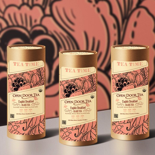 Tea label with the title 'Graphic design for a vintage style tea label'