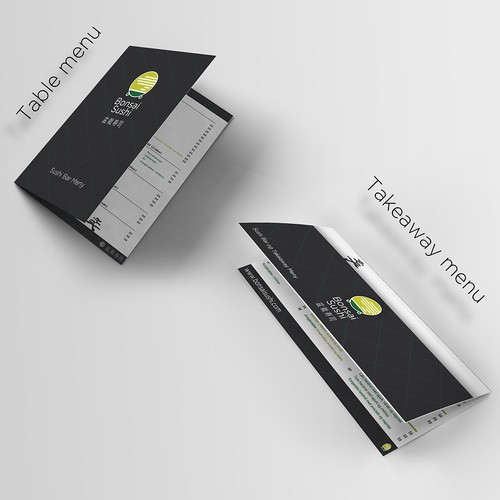 Takeaway design with the title 'Sushi bar menus'