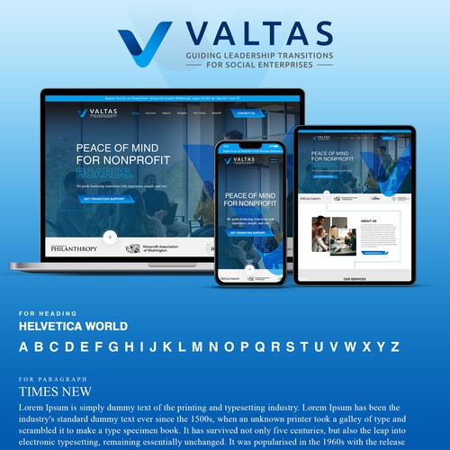 Transition design with the title 'Valtas - Guiding Leadership Transition for Social Enterprises'