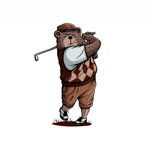 Anthropomorphic design with the title 'Golfer Bear Mascot'