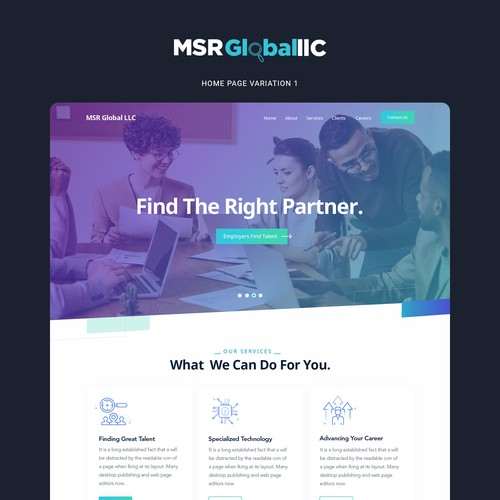 Parallax website with the title 'Website Design for IT Staffing Company'