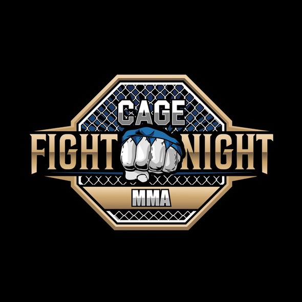 Jiu-jitsu design with the title 'CAGE FIGHT NIGHT MMA LOGO'
