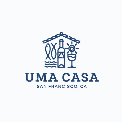 Red wine logo with the title 'uma casa'